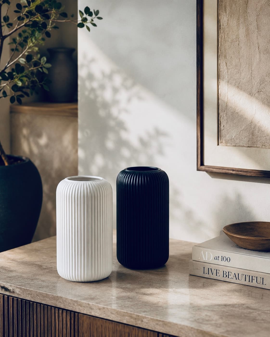 Ribbed Cylinder Vase